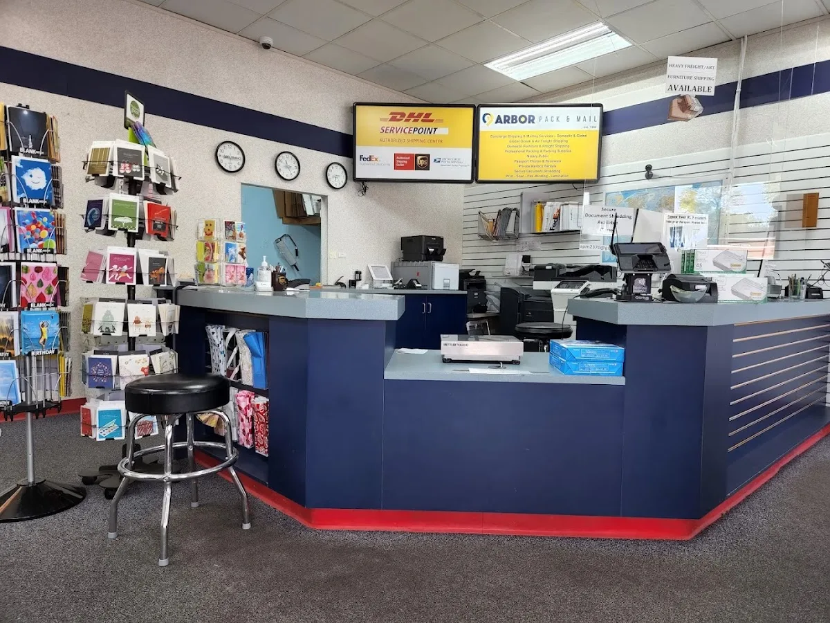 ARBOR Printing, UPS, FedEx, DHL, USPS, Mail Box Rentals, Passport Photos, Notary — exterior
