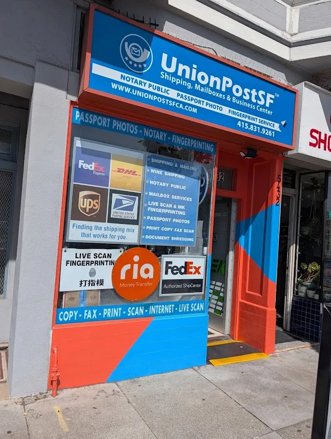 Union Post SF Shipping, Mailboxes & Business Center, Notary Public, Passport Photo, Fingerprint Service — view 1